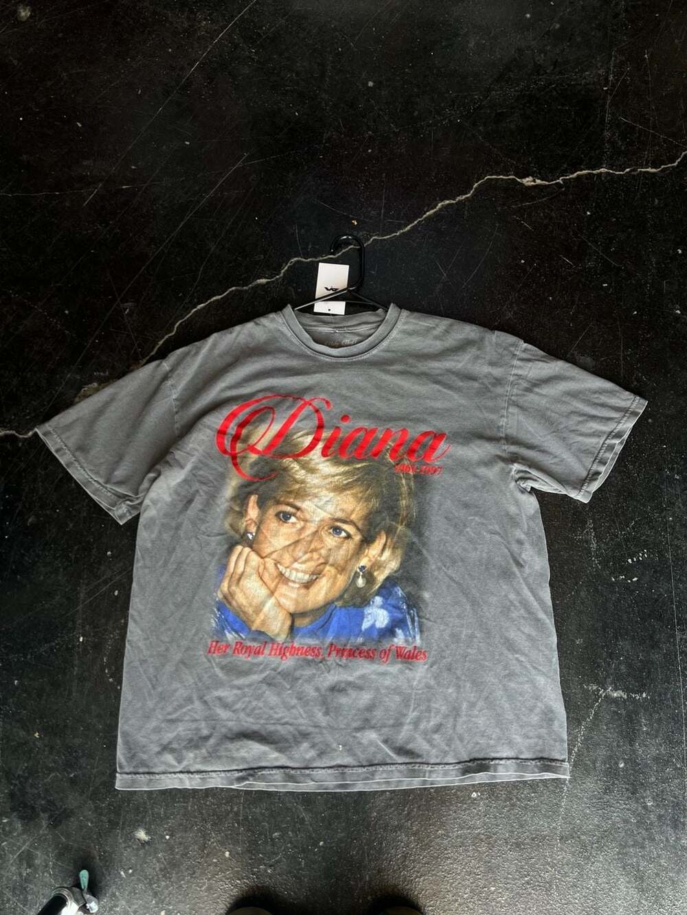 Moby Thrift "The Diana Tee" Princess of Wales Graphic T-Shirt - Charcoal